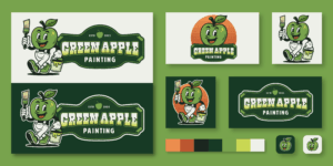 green apple painting logo design