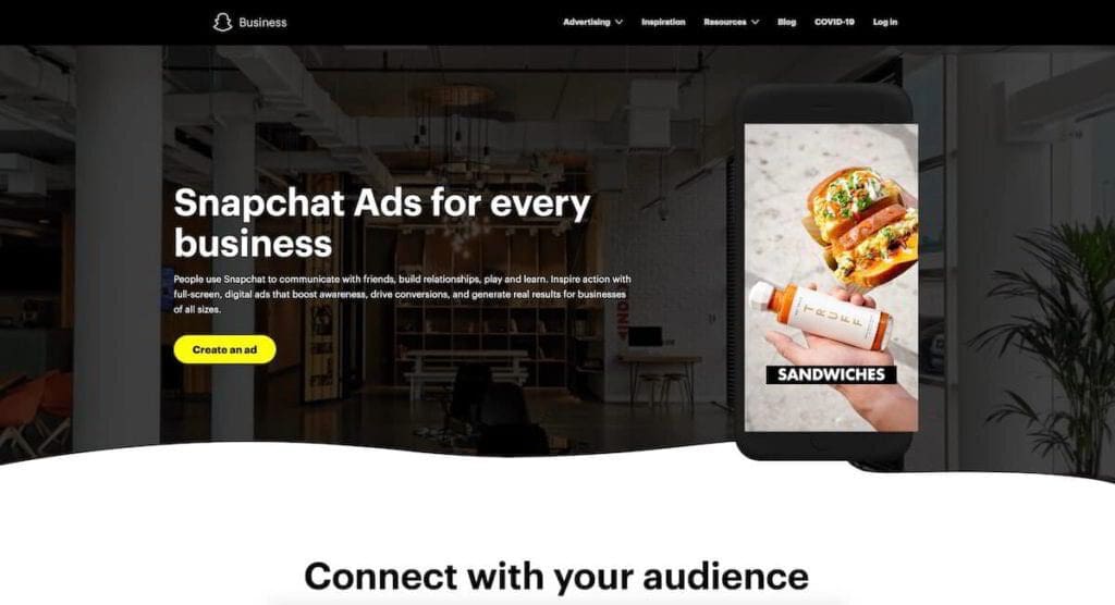 snapchat is an online place to advertise your products and services