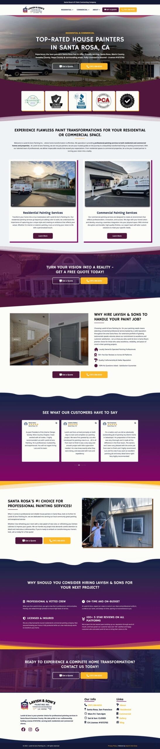 painting contractor website design