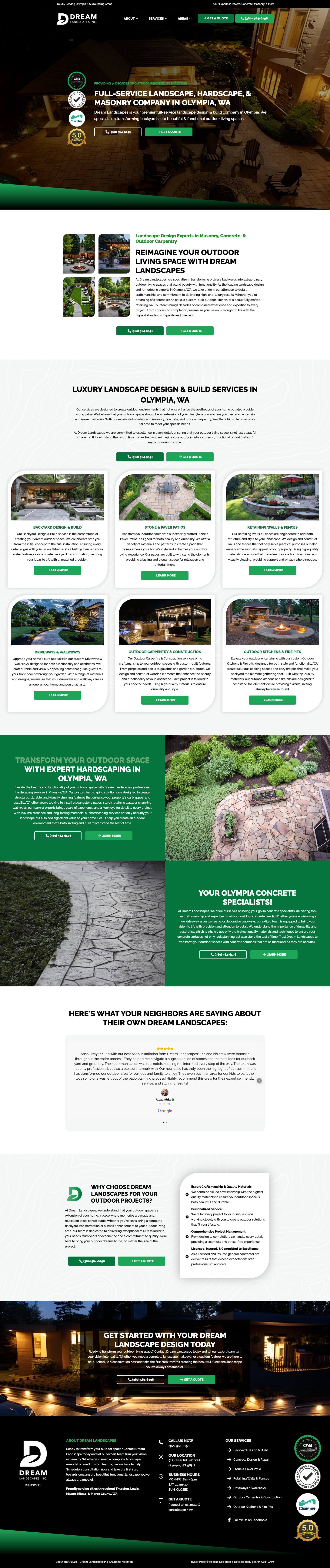 dream landscapes landscaper website design